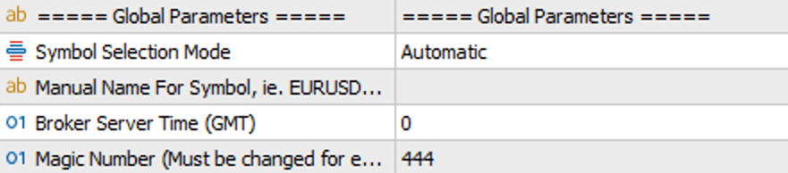 DML MixReaction Global Parameters