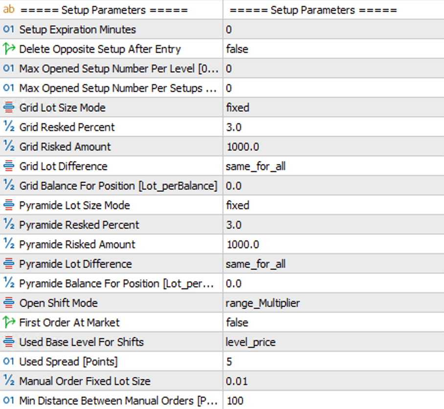 DML Setup Parameters